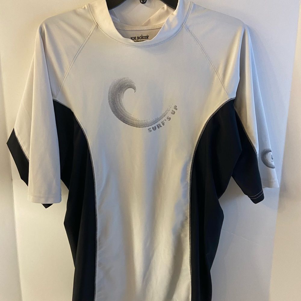 Joe boxer rash guard swim shirt mens‎ M white black  UV